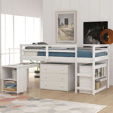 Bellemave® Low Loft Bed with Cabinet and Rolling Portable Desk - Bellemave